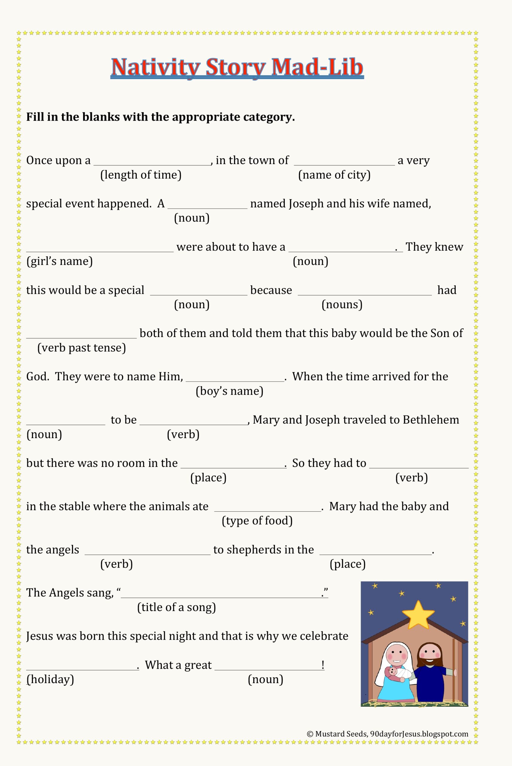 Christmas Story Worksheets For Kids