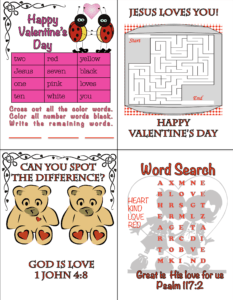 Christian Valentine's Day Cards for Younger Kids with Bible Verses