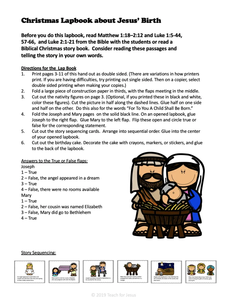 Christmas Lapbook about Jesus' Birth and the Nativity