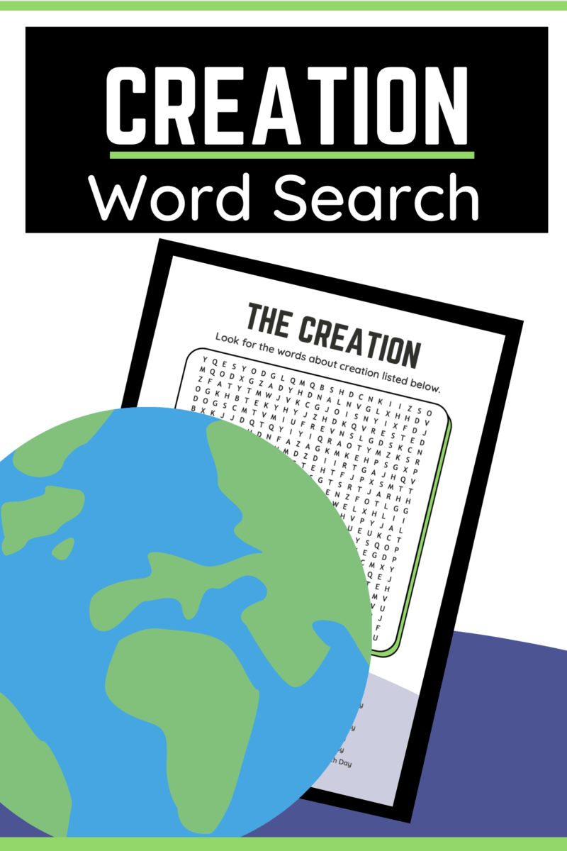 Creation Bible Word Search. Fun Bible word search all about the creation of Earth from Genesis 1 in the Bible. Students will search for words related to God's creation.