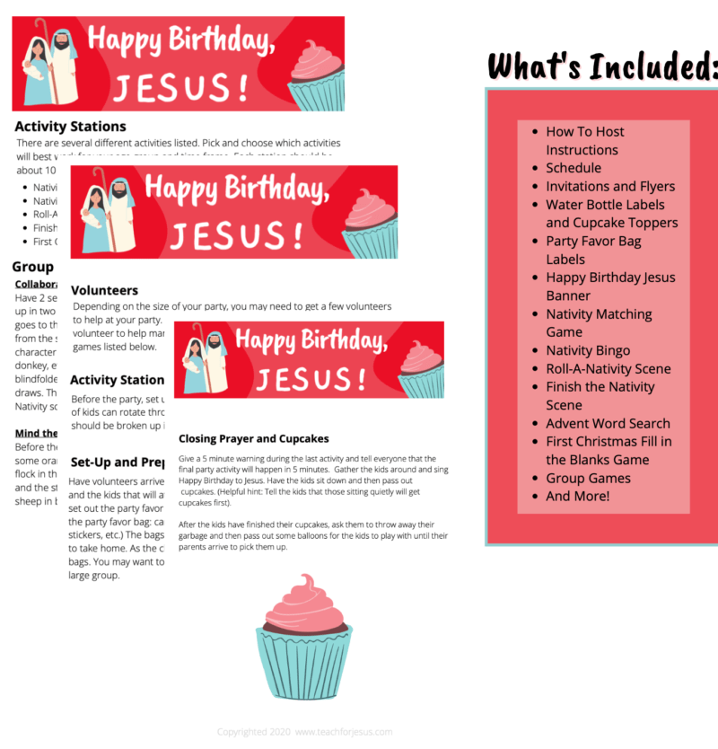 Jesus Birthday Party Package, Everything you need to celebrate Jesus birthday with a fun birthday party.