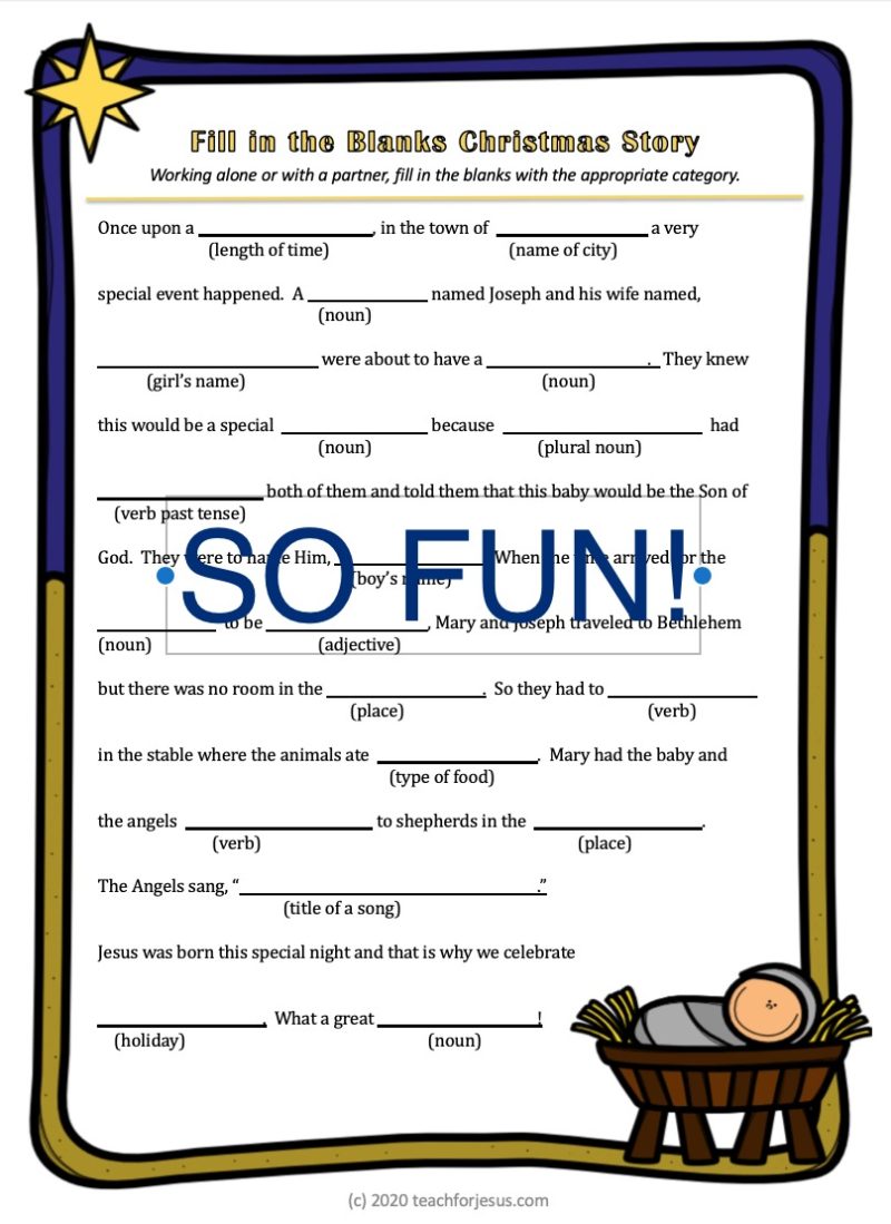 Christmas Mad Libs for Sunday school