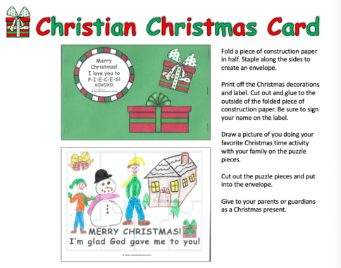 Parent Gift for Christmas for Sunday school. Make a Christmas puzzle card for kids to give their parents at Christmas time.