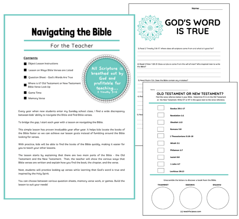 Teach Kids How To Find Bible Verses. Printable Sunday school Lesson