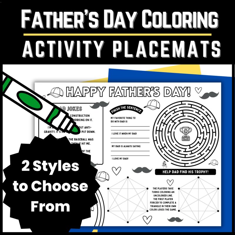 fathers day activity placemat