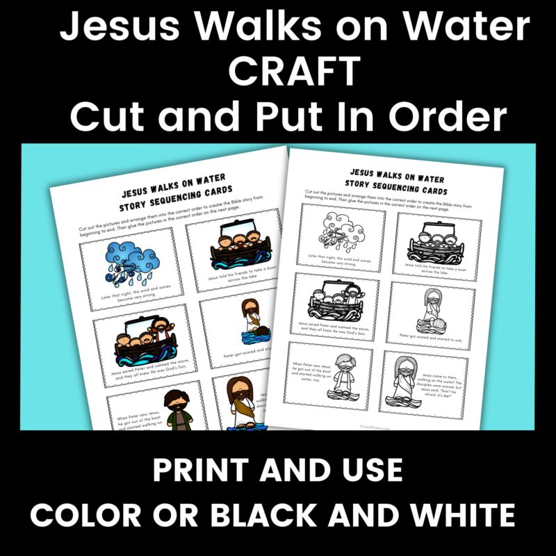 Jesus walks on water story sequencing cards